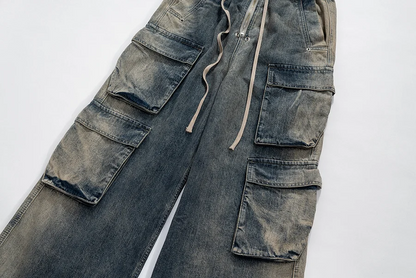 Straight Loose Washed And Aged Work Men's Jeans
